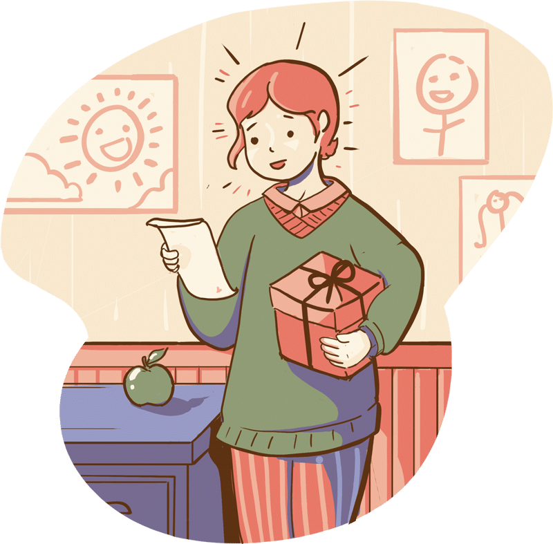Mom holding gift