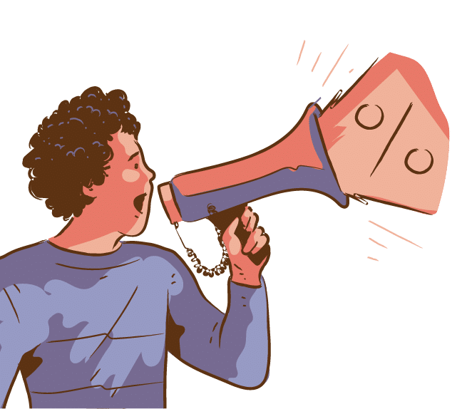 Person yelling into megaphone