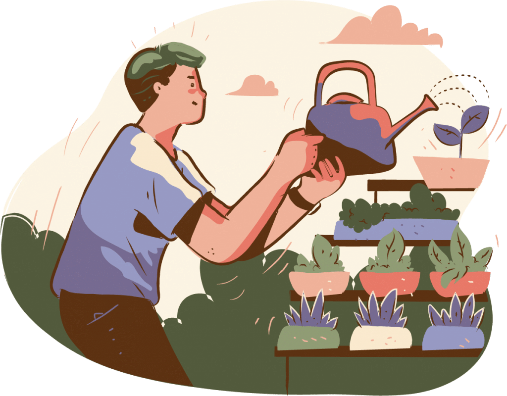 Man watering plants to represent growing a group gift for coaches