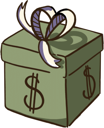 gift box with dollar sign and bow