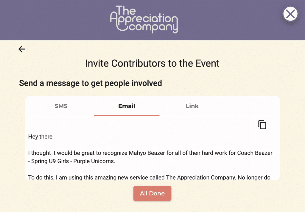 Invite contributors via email