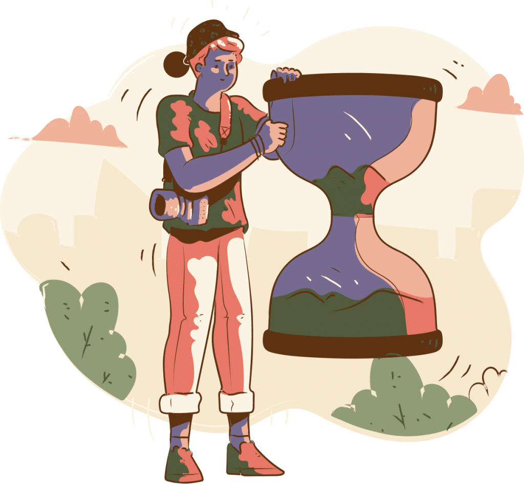 Woman holding hourglass