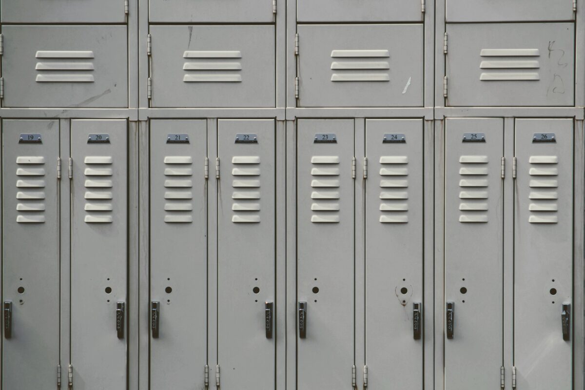 closeup of gray metal lockers